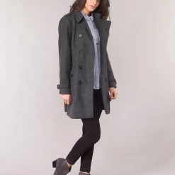Vêtements Femme Manteaux Casual Attitude HAIELLI Gris -Manteaux Soldes Magasin 11549420 500 C