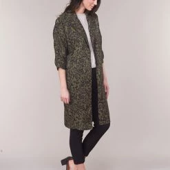 Vêtements Femme Trenchs See U Soon GARAGA Kaki / Noir -Manteaux Soldes Magasin 11740294 500 C