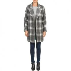 Vêtements Femme Manteaux Yumi EHIME Blanc / Gris -Manteaux Soldes Magasin 1345792 500 B