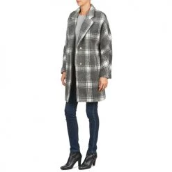 Vêtements Femme Manteaux Yumi EHIME Blanc / Gris -Manteaux Soldes Magasin 1345792 500 C