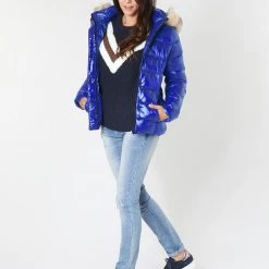 Vêtements Femme Doudounes Kaporal PERLE Marine -Manteaux Soldes Magasin 15444206 500 C