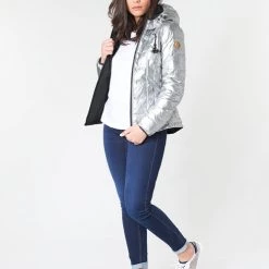 Vêtements Femme Doudounes 80DB Original NICKI Argent -Manteaux Soldes Magasin 15473294 500 C