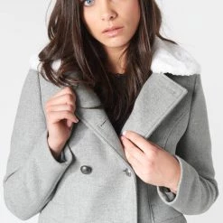 Vêtements Femme Manteaux Naf Naf AROSA M1 Gris -Manteaux Soldes Magasin 15613638 500 E