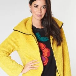 Vêtements Femme Manteaux Desigual LAND Jaune -Manteaux Soldes Magasin 15626686 500 E