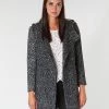 Vêtements Femme Manteaux Casual Attitude LOUA Gris / Noir -Manteaux Soldes Magasin 15633272 500 B