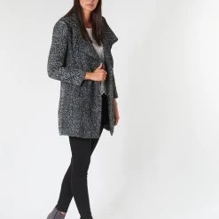 Vêtements Femme Manteaux Casual Attitude LOUA Gris / Noir -Manteaux Soldes Magasin 15633272 500 C
