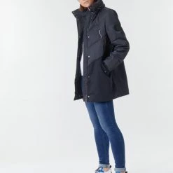 Vêtements Femme Doudounes Ikks BR45015 Marine -Manteaux Soldes Magasin 17530527 500 C