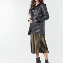 Vêtements Femme Doudounes Ikks BR45035 Noir -Manteaux Soldes Magasin 17530528 500 C