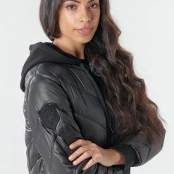 Vêtements Femme Doudounes Ikks BR45035 Noir -Manteaux Soldes Magasin 17530528 500 E
