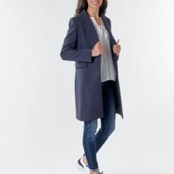 Vêtements Femme Manteaux Benetton 2AMH5K2R5 Marine -Manteaux Soldes Magasin 17744721 500 C