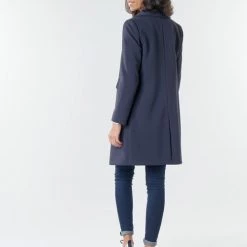 Vêtements Femme Manteaux Benetton 2AMH5K2R5 Marine -Manteaux Soldes Magasin 17744721 500 D