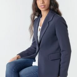 Vêtements Femme Manteaux Benetton 2AMH5K2R5 Marine -Manteaux Soldes Magasin 17744721 500 E