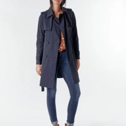 Vêtements Femme Trenchs Benetton 2BIM5K2S3 Marine -Manteaux Soldes Magasin 17744739 500 C