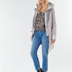 Vêtements Femme Manteaux Oakwood LILIANA BI Ivoire / Gris -Manteaux Soldes Magasin 17770968 500 C