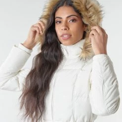 Vêtements Femme Doudounes Morgan GORAL Off white -Manteaux Soldes Magasin 17821163 500 E
