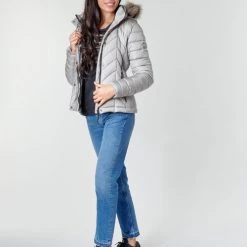 Vêtements Femme Doudounes Superdry LUXE FUJI PADDED JACKET Argenté -Manteaux Soldes Magasin 17893546 500 C