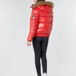 Vêtements Femme Doudounes Superdry HIGH SHINE TOYA BOMBER Rouge -Manteaux Soldes Magasin 17893555 500 D