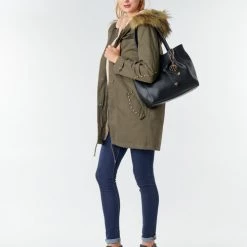 Vêtements Femme Parkas Moony Mood PADA Kaki -Manteaux Soldes Magasin 18325924 500 C
