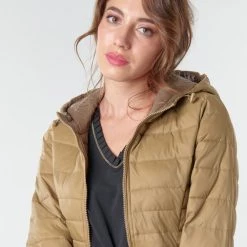 Vêtements Femme Doudounes Only ONLTAHOE Caramel -Manteaux Soldes Magasin 18330091 500 E