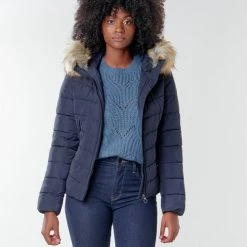Vêtements Femme Doudounes Only ONLNEWELLAN Marine -Manteaux Soldes Magasin 18330153 500 B