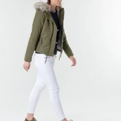 Vêtements Femme Parkas Only ONLPEYTON Kaki -Manteaux Soldes Magasin 18518633 500 C