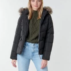 Vêtements Femme Doudounes Only ONLROONA Noir -Manteaux Soldes Magasin 18600150 500 B