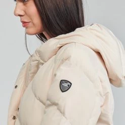 Vêtements Femme Doudounes Emporio Armani EA7 MOUNTAIN W ECO Crème -Manteaux Soldes Magasin 19747234 500 E