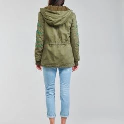 Vêtements Femme Parkas Desigual FLIX Kaki -Manteaux Soldes Magasin 19776607 500 D