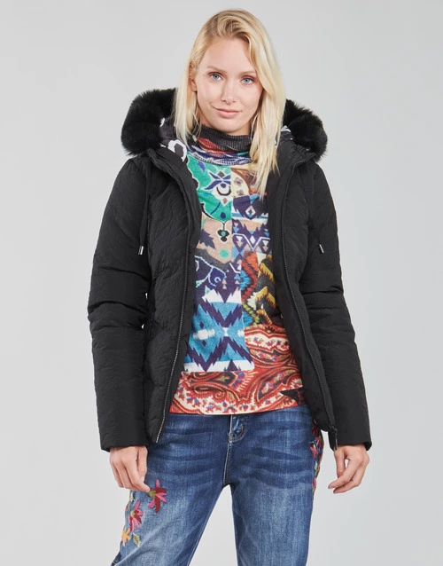 Vêtements Femme Doudounes Desigual SNOW Noir 4 Vêtements Femme Doudounes Desigual SNOW Noir – Image 2