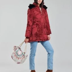 Vêtements Femme Doudounes Desigual JAPAN Rouge -Manteaux Soldes Magasin 19776611 500 C