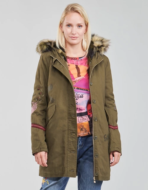 Vêtements Femme Parkas Desigual LISBOA Kaki 3 Vêtements Femme Parkas Desigual LISBOA Kaki
