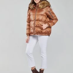 Vêtements Femme Doudounes Geox BAKSIE Marron glacé -Manteaux Soldes Magasin 19784680 500 C
