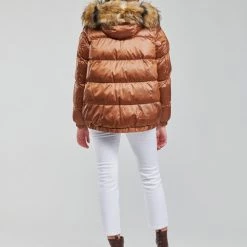 Vêtements Femme Doudounes Geox BAKSIE Marron glacé -Manteaux Soldes Magasin 19784680 500 D