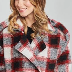 Vêtements Femme Manteaux Kaporal FEO Beige / Rouge -Manteaux Soldes Magasin 19784873 500 E