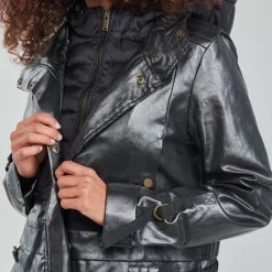 Vêtements Femme Parkas One Step FT42011 Noir -Manteaux Soldes Magasin 19784950 500 E