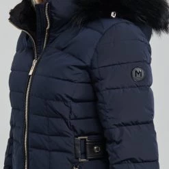 Vêtements Femme Doudounes Morgan GNINAE Marine -Manteaux Soldes Magasin 19785336 500 E