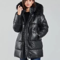 Vêtements Femme Doudounes Oakwood FAMER Noir -Manteaux Soldes Magasin 19797988 500 B