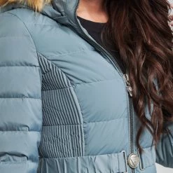 Vêtements Femme Doudounes Guess CLAUDIA DOWN JACKET Bleu clair -Manteaux Soldes Magasin 19799834 500 E