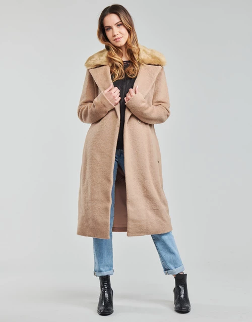 Vêtements Femme Manteaux Guess BRENDA COAT Camel 3 Vêtements Femme Manteaux Guess BRENDA COAT Camel