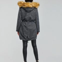 Vêtements Femme Parkas Guess BERENICE PARKA Noir -Manteaux Soldes Magasin 19799892 500 D