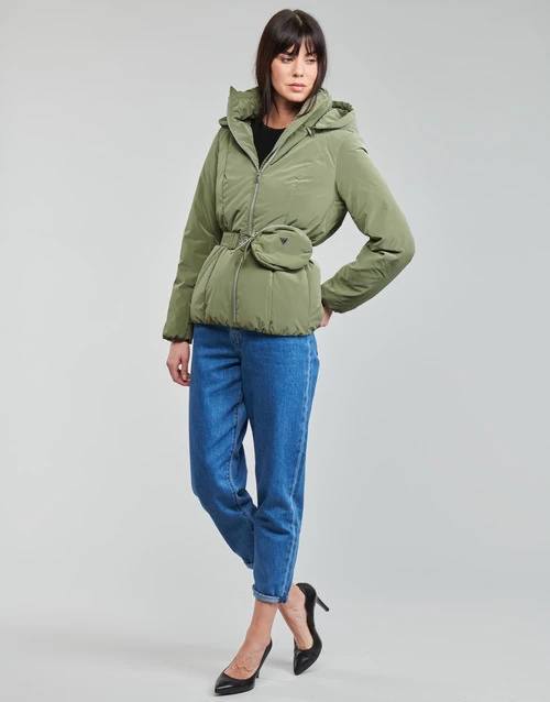 Vêtements Femme Doudounes Guess BELLA JACKET Kaki 5 Vêtements Femme Doudounes Guess BELLA JACKET Kaki – Image 3