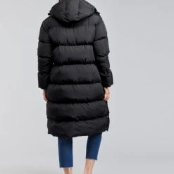 Vêtements Femme Doudounes Superdry STUDIOS LONGLINE DUVET COAT Noir -Manteaux Soldes Magasin 19858256 500 D