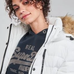 Vêtements Femme Doudounes Superdry CLASSIC FAUX FUR FUJI JACKET Blac -Manteaux Soldes Magasin 19858267 500 E