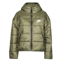 Vêtements Femme Doudounes Nike W NSW TF RPL CLASSIC HD JKT Kaki / Blanc