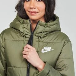 Vêtements Femme Doudounes Nike W NSW TF RPL CLASSIC TAPE JKT Kaki / Noir / Blanc -Manteaux Soldes Magasin 19900509 500 E