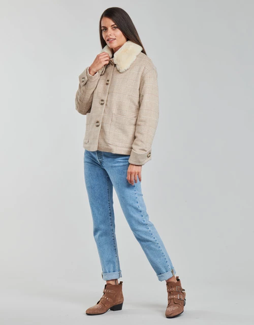 Vêtements Femme Manteaux Naf Naf AMORINO Beige 5 Vêtements Femme Manteaux Naf Naf AMORINO Beige – Image 3