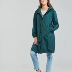 Vêtements Femme Parkas Aigle FLYNRAIN Bleu -Manteaux Soldes Magasin 20100782 500 C