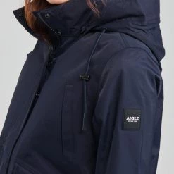 Vêtements Femme Parkas Aigle OBESTAW Marine -Manteaux Soldes Magasin 20100785 500 E