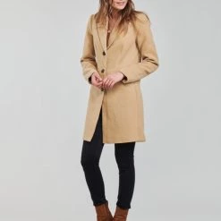 Vêtements Femme Manteaux Vero Moda VMCALACINDY Camel -Manteaux Soldes Magasin 20411034 500 C