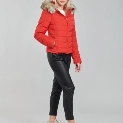 Vêtements Femme Doudounes Only ONLNEWELLAN Rouge -Manteaux Soldes Magasin 20417129 500 C